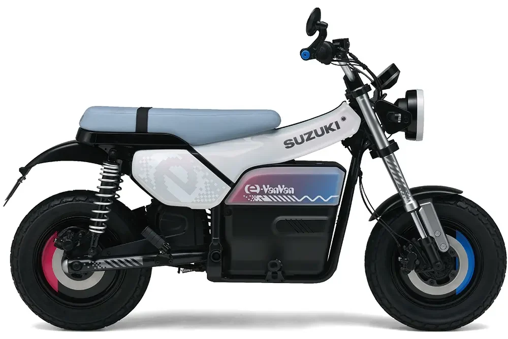 Blick zurück und in die Zukunft: Suzukis Konzeptbike eVanVan. Foto: Suzuki