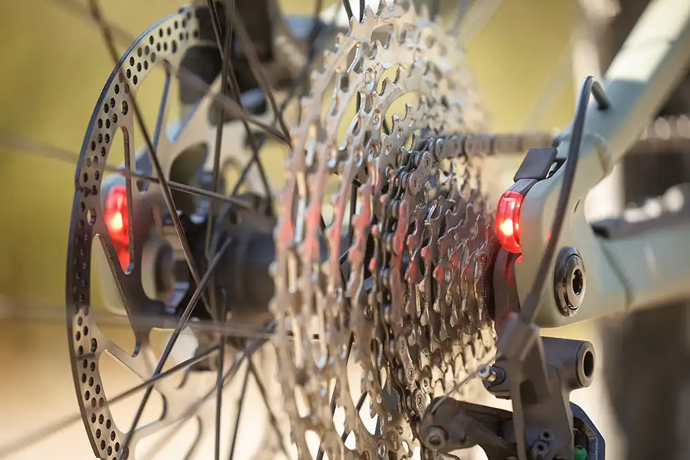 An der Hinterradschwinge sind zwei kleine Rückleuchten integriert. Foto: ZEG