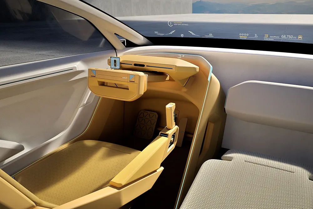 Kia will in Zukunft auf Head-up-Displays statt auf große Bildschirme setzen. Der Vision Meta zeigt, wie das neue Anzeigenkonzept der Koreaner aussehen könnte. Foto: Kia