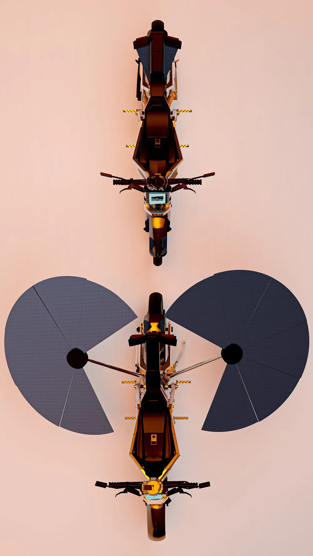 Im Heck verstecken sich Solarpanels, die sich in einer Parksituation entfächern lassen. Foto: Mask Architects