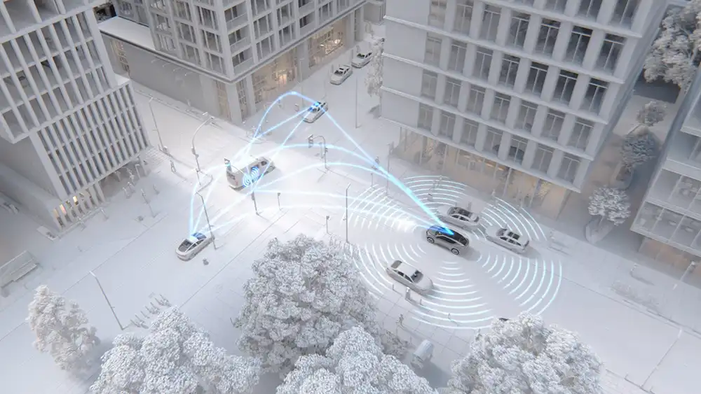 Eine entscheidende Rolle spielt dabei die Vernetzung: Fahrzeuge, die mit intelligenten Ampeln, Verkehrsleitsystemen oder anderen Autos kommunizieren, können ihre Entscheidungen auf ein viel größeres Informationsnetz stützen. Foto: Magna