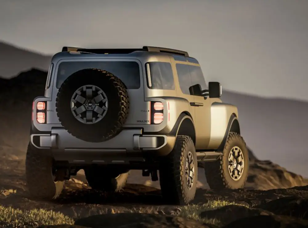 Hyundai Boulder Concept Heckansicht mit Reserverad und SUV-Truck Aufbau.