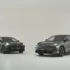 Die neuen Premium-Elektrofahrzeuge MG IM5 Fastback-Limousine und das SUV-Modell MG IM6 nebeneinander in einer hellen Studioaufnahme.