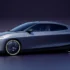 VW Mission Efficiency Elektroauto-Studie in Dunkelgrau mit aerodynamischer Tropfenform und verkleideten Hinterrädern – Seitenansicht.