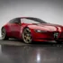 Flache Frontpartie und markanter Scudetto-Grill der Designstudie Alfa Romeo Cuorerosso in speziellem Rot