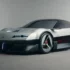 Flache Frontpartie der Sportwagenstudie Alpine A310 Vision in Silber und Schwarz mit dreieckigen Aero-Rädern